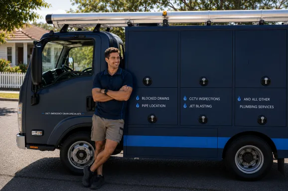 Service van and plumber at a Norwest callout