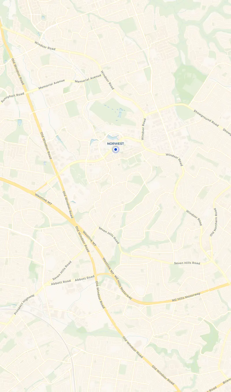 Map of the Norwest service area and the surrounding suburbs we cover.