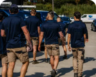 Plumbers loading up before a Norwest job