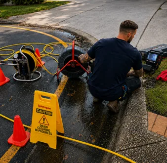 Repairing a burst drain pipe at a Norwest home